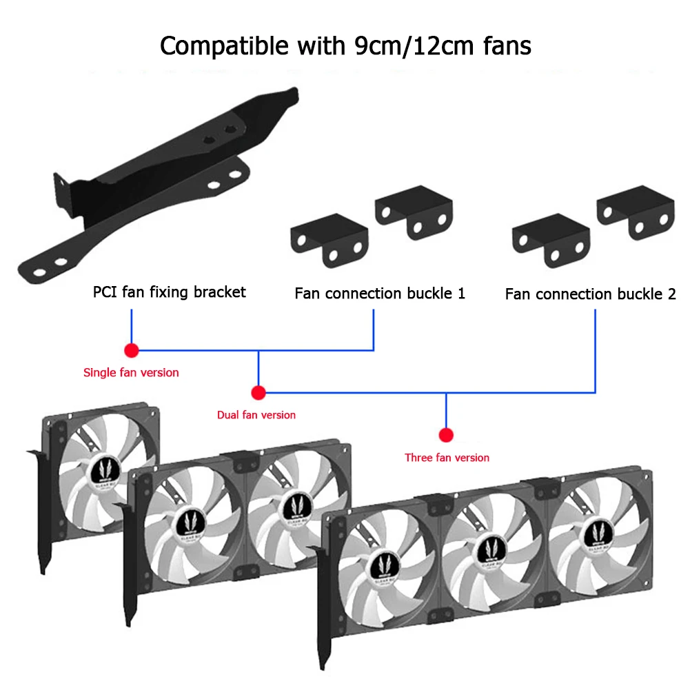 Dual Fans Mount Rack Cooling Heatsink PCI Slot Bracket support 90MM/120MM Fan For Graphics Video Car Mount Cooling Fan Bracket