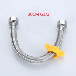1PC 304 Stainless Steel Silver Faucet Water Inlet Hose Water Heater Water Pipe Toilet Inlet Pipe for Kitchen Bathroom 30cm G1/2'