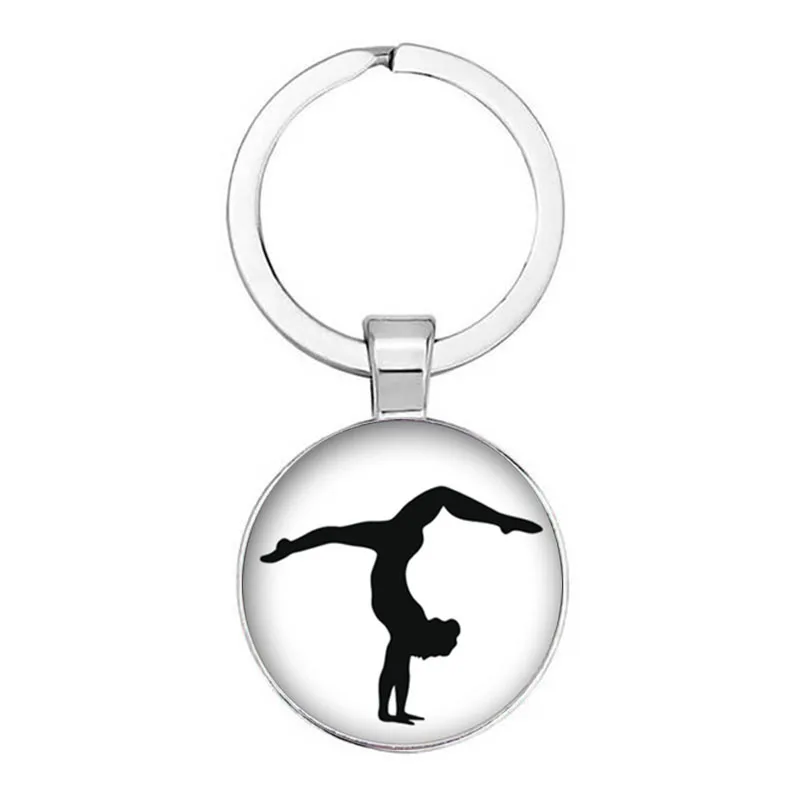 

Leisure Gymnast Pattern Keychain Rhythmic Gymnast Pattern Glass Pendant Keychain Gymnast Souvenir Gift