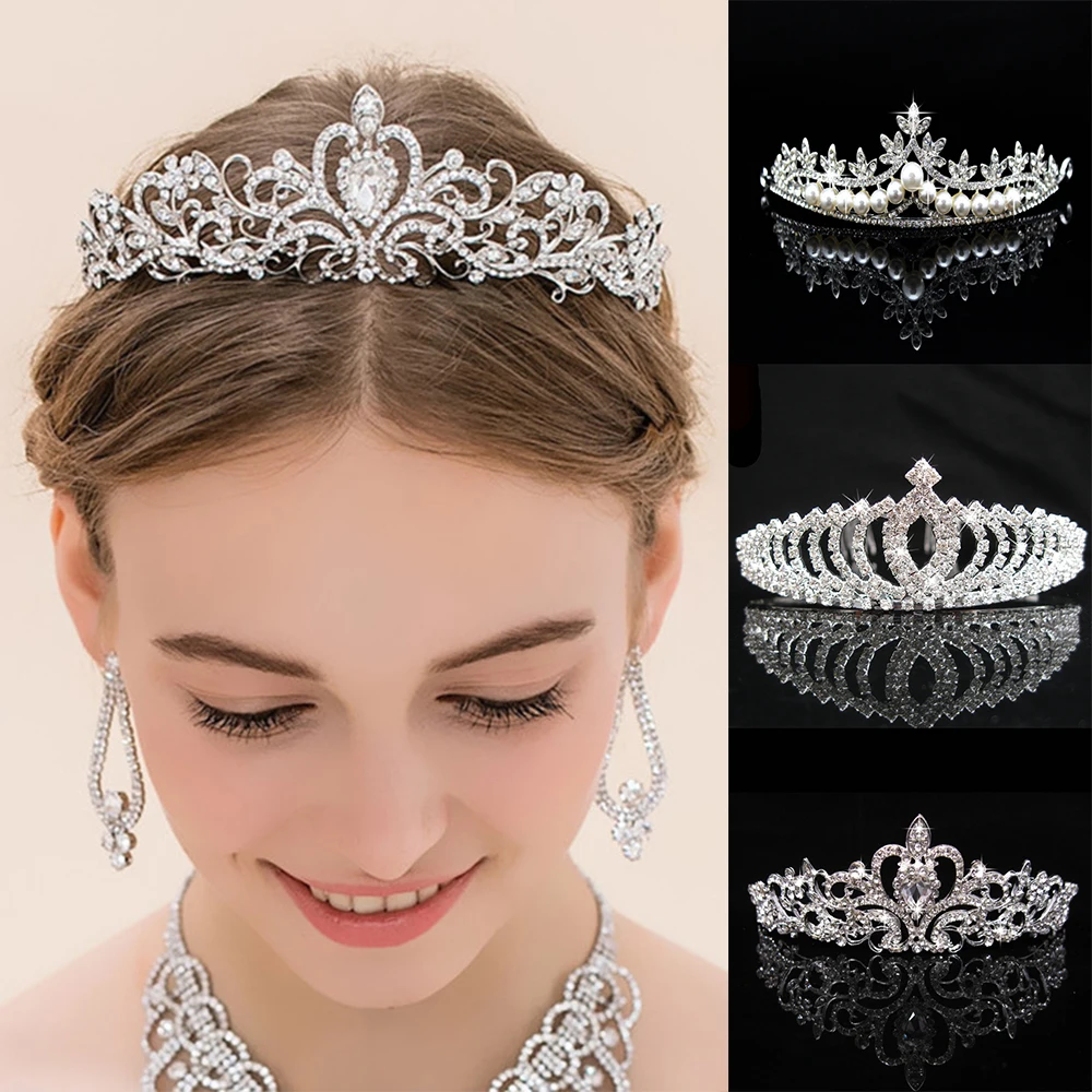 1PC Princess Crystal Crowns Bridal Tiaras Headband Kid Girls Love Prom Headpiece Wedding Party Hair Jewelry Accessiories Gift