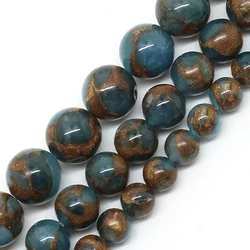 Natural Stone Beads Lake Blue Cloisonne Jaspers Round Loose Spacer Beads 6 8 10 mm 15inches For Jewellery Making Diy Necklace