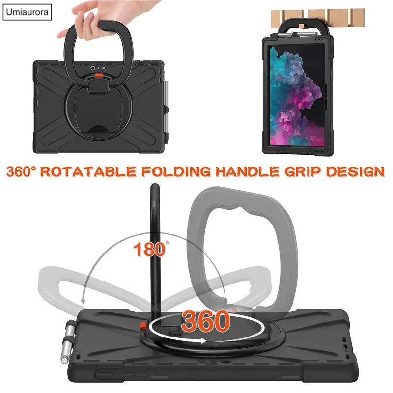 

For Microsoft Surface Go 1 2 3 10.5 Pro X 4 5 6 7 12.3 inch Heavy Duty Rugged Tablet Case Pull Ring Stand Strap Shockproof Funda