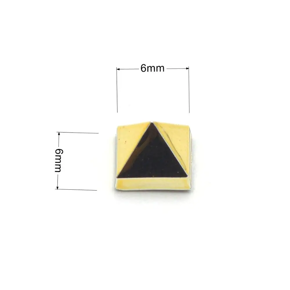 KALASO 100Sets Gold Plated Acrylic Pyramid Square Punk Studs Rivets Spikes for Shoes Bag Garment Decoration 6mm