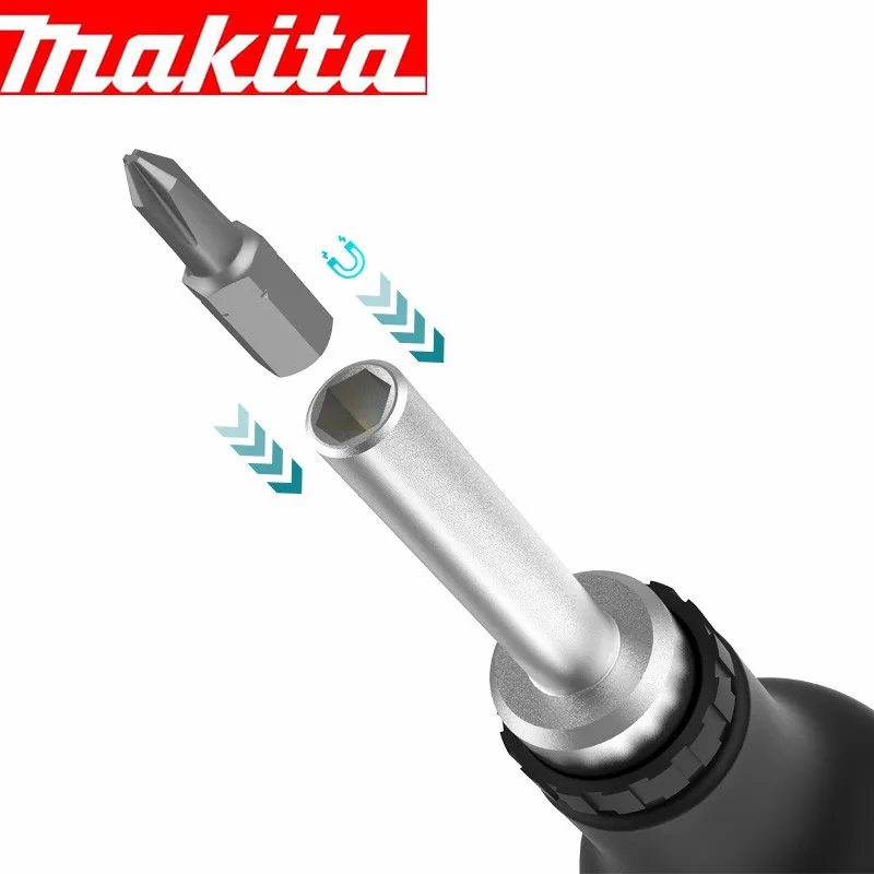 Makita – tournevis à cliquet magnétique semi-automatique, positif et négatif, antidérapant, manuel, D-58833
