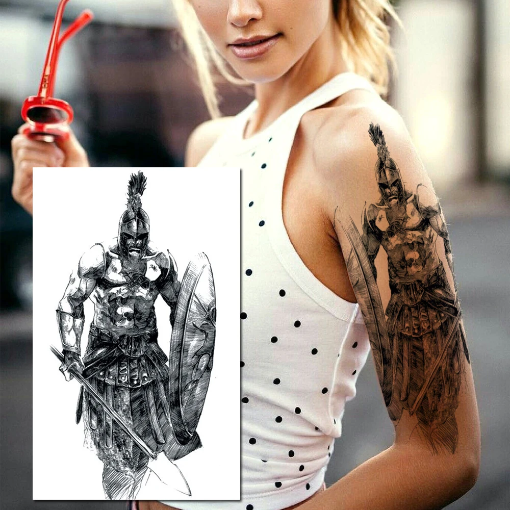 Tatouages à manches temporaires pour hommes, totem maori militaire noir, faux bras complet réaliste, crâne de dragon 3D, loup, robot de discussion, pâte de tatouages