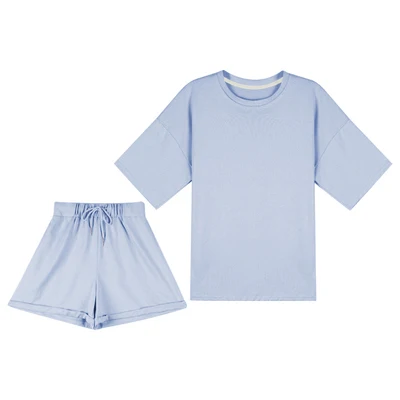 

summer tracksuits womens two peices set leisure outfits cotton oversized t-shirts high waist shorts candy color clothing