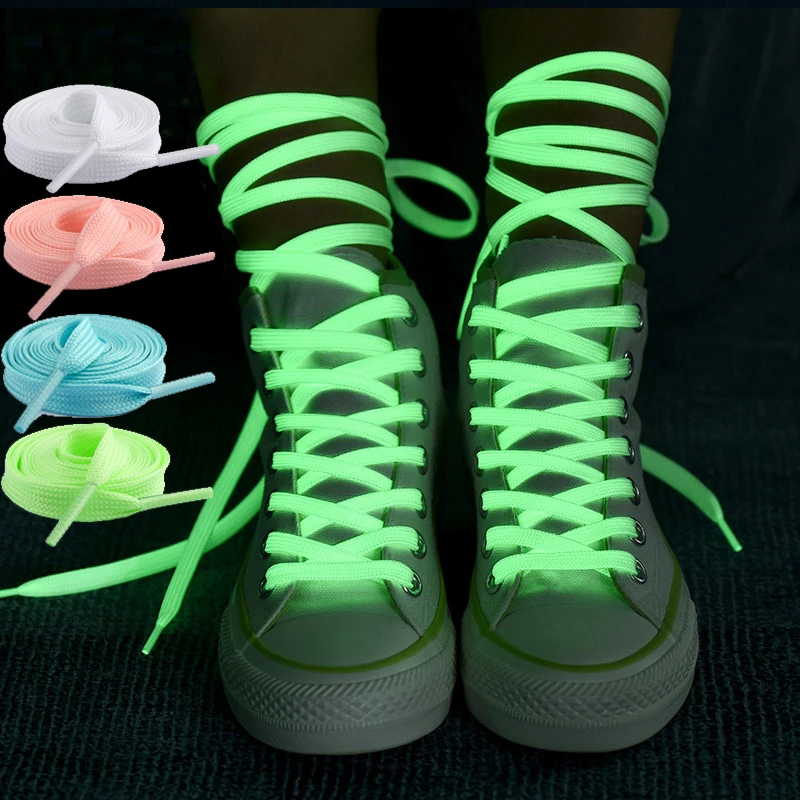 Luminous Shoelaces for Sneakers Canvas Flat Sports Shoes Laces Glow In The Dark Night Colorful Fluorescent Shoelace 120cm Length