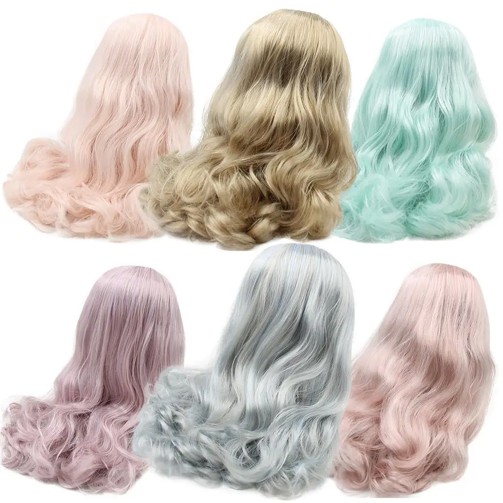 DBS blyth doll icy wig rbl scalp dome mix hair wig for doll anime toy pink hair golden hair white skin tan skin