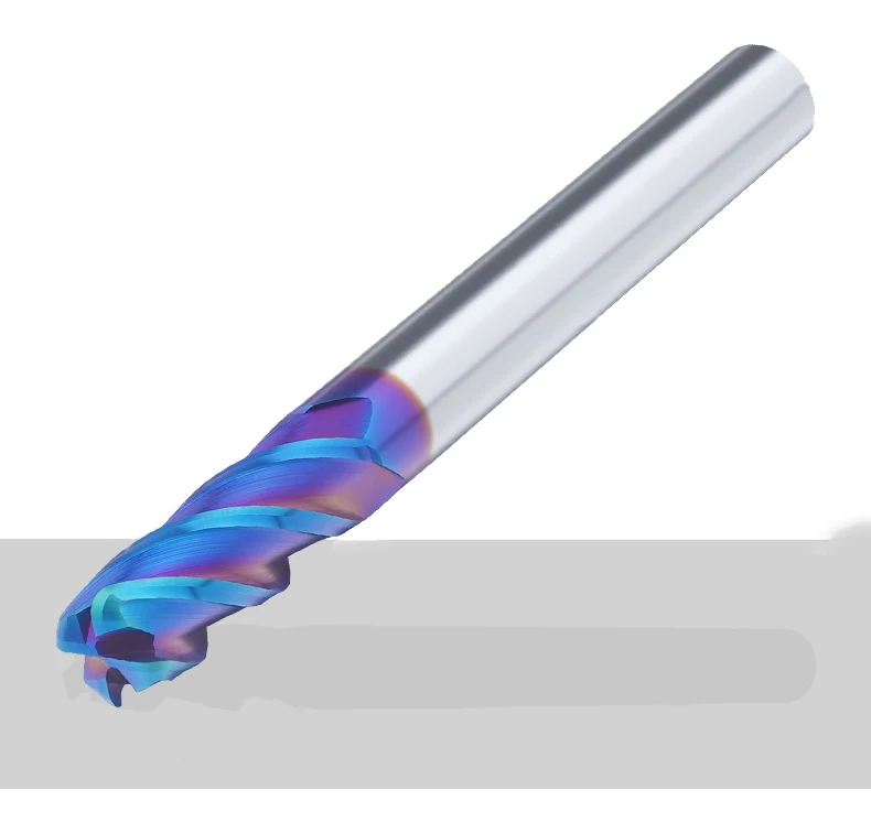 Além do azul nano carboneto canto raio endmills super duro slloy redondo nariz cnc alongar fresa tungstênio fresas de extremidade de aço