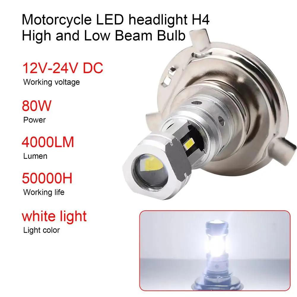 H4 Led Headlight Bulb Motorcycle 6000k Led Headlights 4000 Lumens White 6000K CSP1860 Chips Led Car Headlight Universal For M