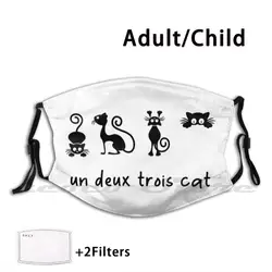 Masque lavable à motif personnalisé pour adultes et enfants, avec filtre Pm2.5, Un, Deux, Trois, amoureux des chats, chaton