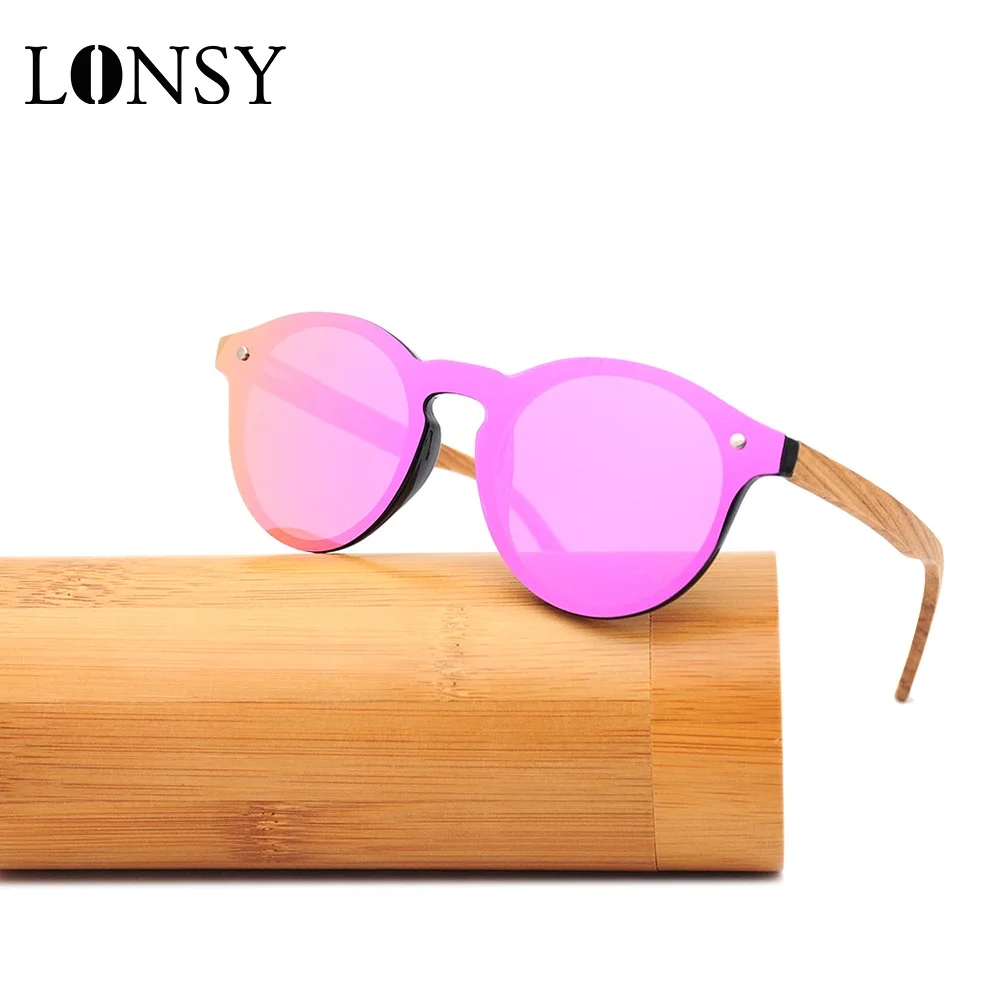 LONSY Fashion Wood Women Sunglasses Polarized Classic Bamboo Glasses Brand Designer Sun Glasses Female Grandient Shades Oculos