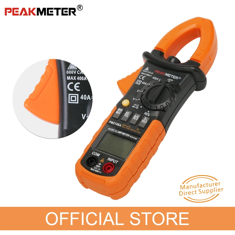PEAKMETER PM2108AดิจิตอลAC DC Clamp Meter 4000 นับความถี่Capacitanceความต้านทานEarthเครื่องทดสอบมัลติมิเตอร์