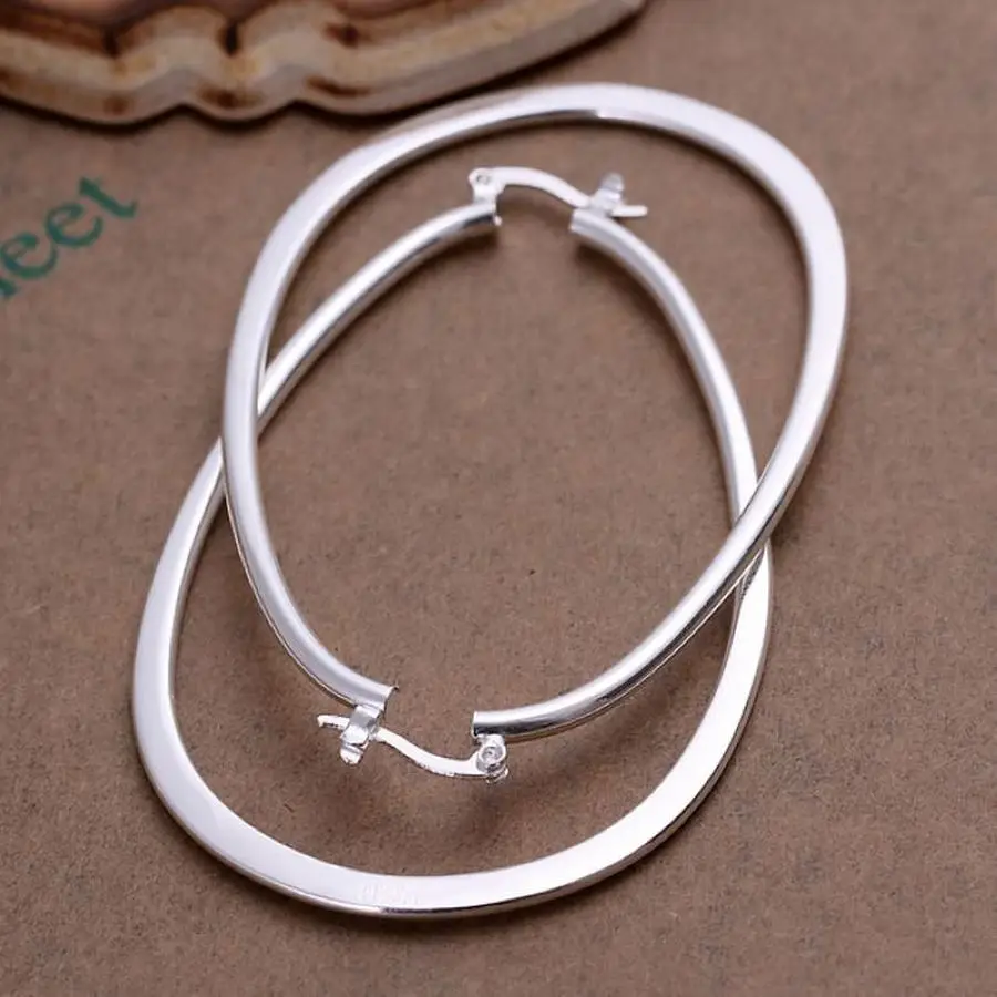 925 Sterling silver Earring Noble design elegant fashion women big Earring Jewelry free shipping lady cute wedding gifts hoops