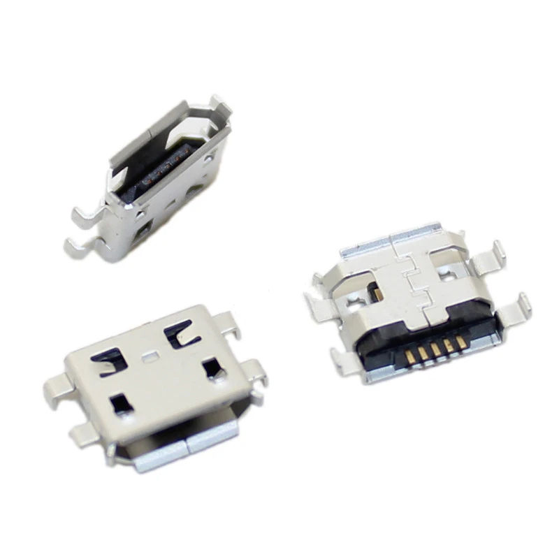 10pcs/Lot  Micro USB 5 Pin SMT Socket Connector Type B Female Placement SMD DIP USB Charging Connectors