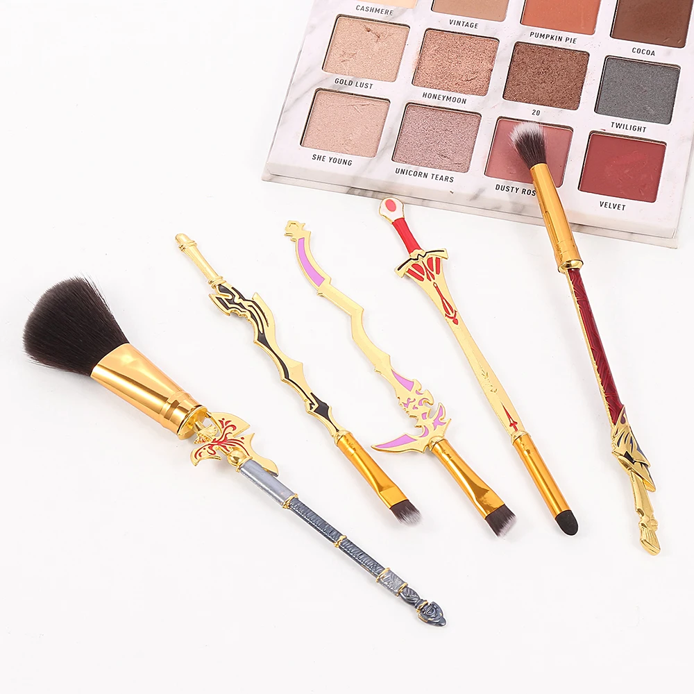 Drop Shipping Anime Fate Makeup Brushes Set Comstic Tool Face Powder Eye Shadow Pincel Beauty Metal Make Up Kit Tool