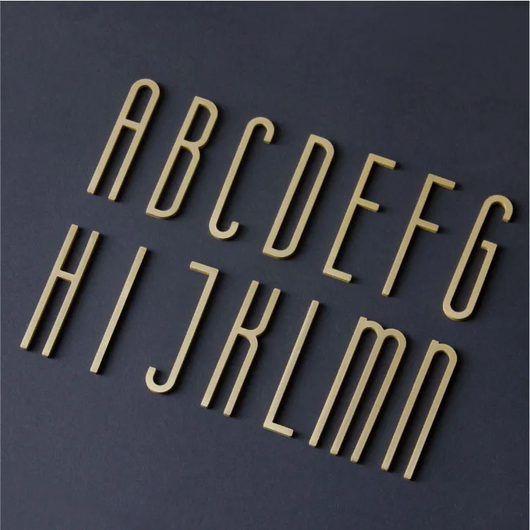 7cm 10cm Self-Adhesive Solid Brass Letters Gold Decorative Letter House Number Shop Name English Letters Copper Home Decoration