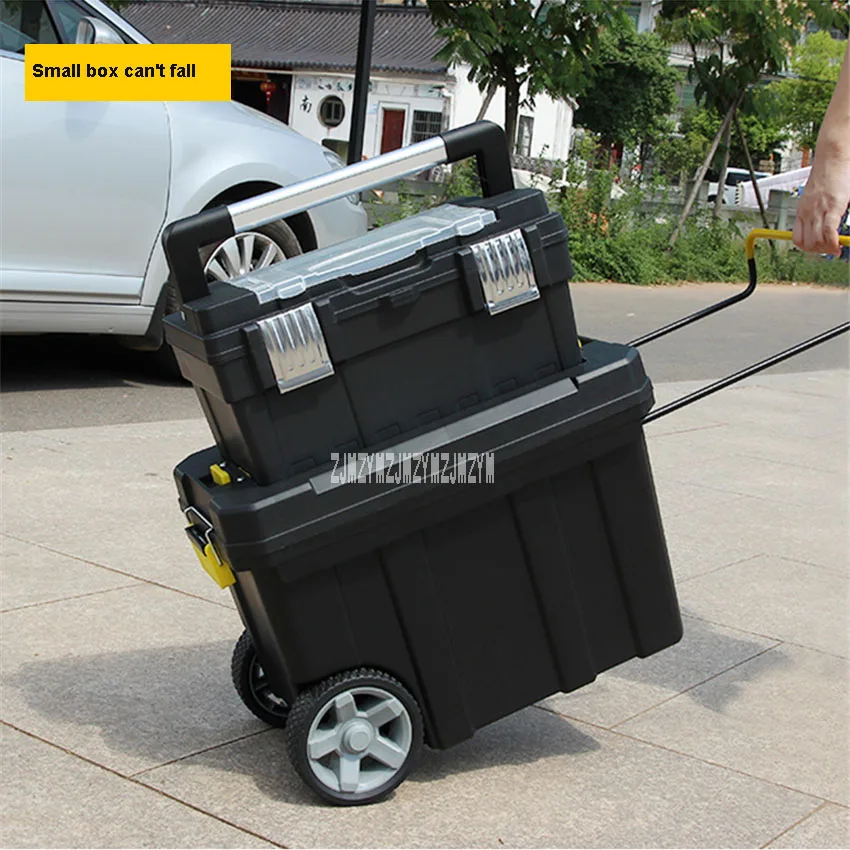 Multi-functional รถเข็นกล่องเครื่องมือครัวเรือน PP พลาสติกกล่องเครื่องมือฮาร์ดแวร์ Movable ขนาดใหญ่กล่องเ...