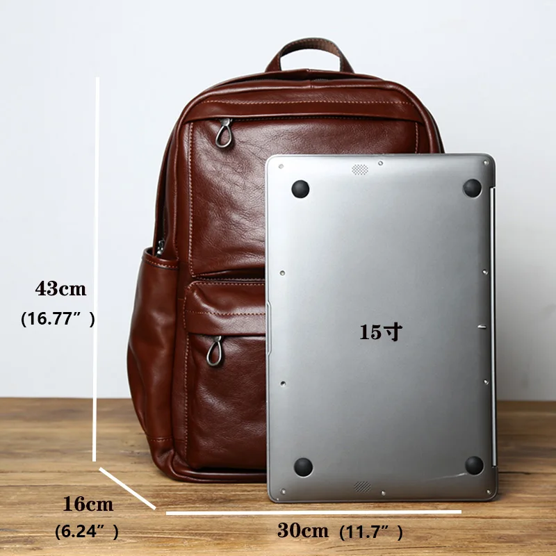 NZPJ Leder herren Rucksack Europäischen und Amerikanischen Mode Reisetasche Vintage Kopf Erste Schicht Rindsleder Freizeit Rucksack – Detail 2
