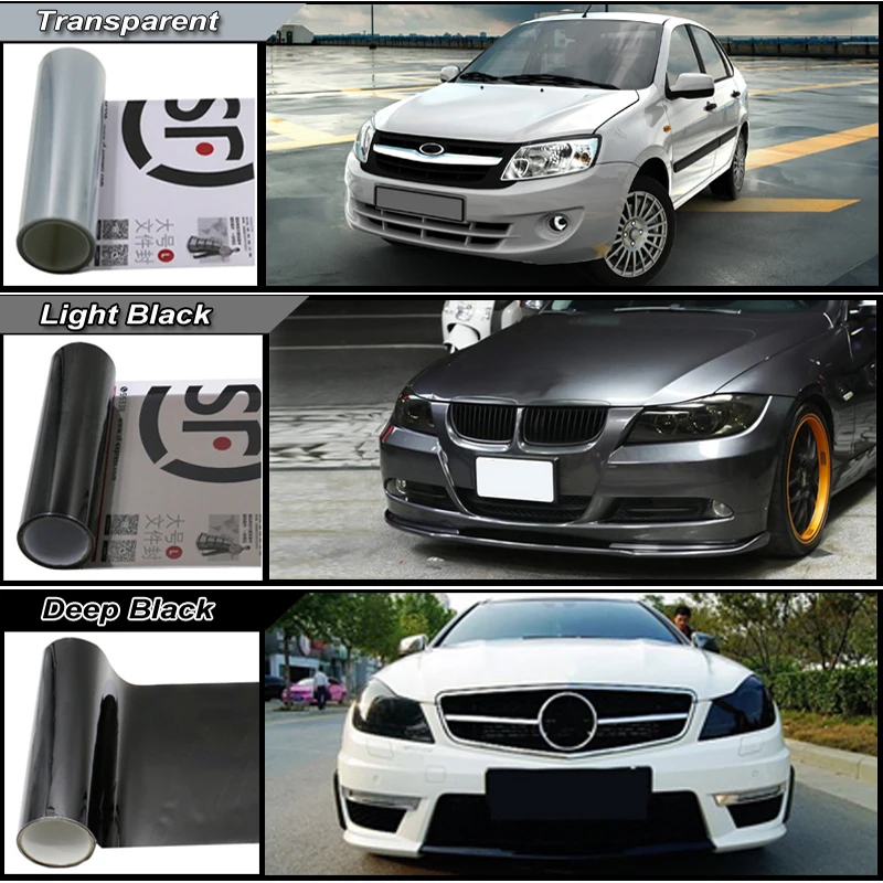 Carcardo 30cm x 200cm Car Headlight Taillight Tint Vinyl Film Sticker Car Fog Light Rear Lamp Vinyl Stickers -13 Color option