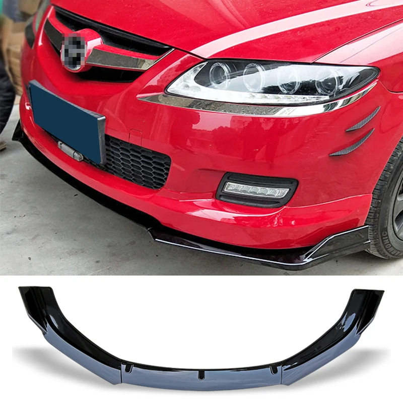 Front Bumper Spoiler Protector Plate Lip Body Kit Carbon Surface Car Decorative strip Chin Shovel For Mazda 6 M6 2006 - 2015