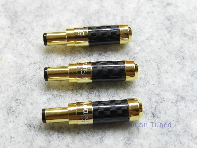 Free Shipping 1PCS Pure copper plated gold fiber carbon fiber DC plug 5.5*2.5mm 5.5*2.1mm for Linear Power Output Line DIY