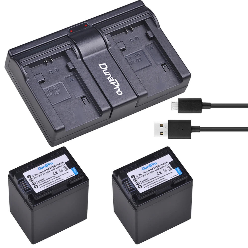 4500Mah BP-745 + Bp 745 Bp745 Camera Batterij + Usb Oplader Voor Canon BP-709,BP-718,BP-727, Vixia Hf M50,M51,M52,M560,R30,R32,R36