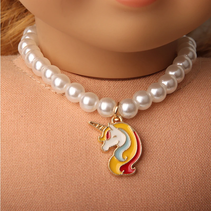 17,18 Inches American Doll Necklace Accessories Heart Man-made Pearl Necklace Collar For 43cm New Baby Russia DIY BJD Dolls