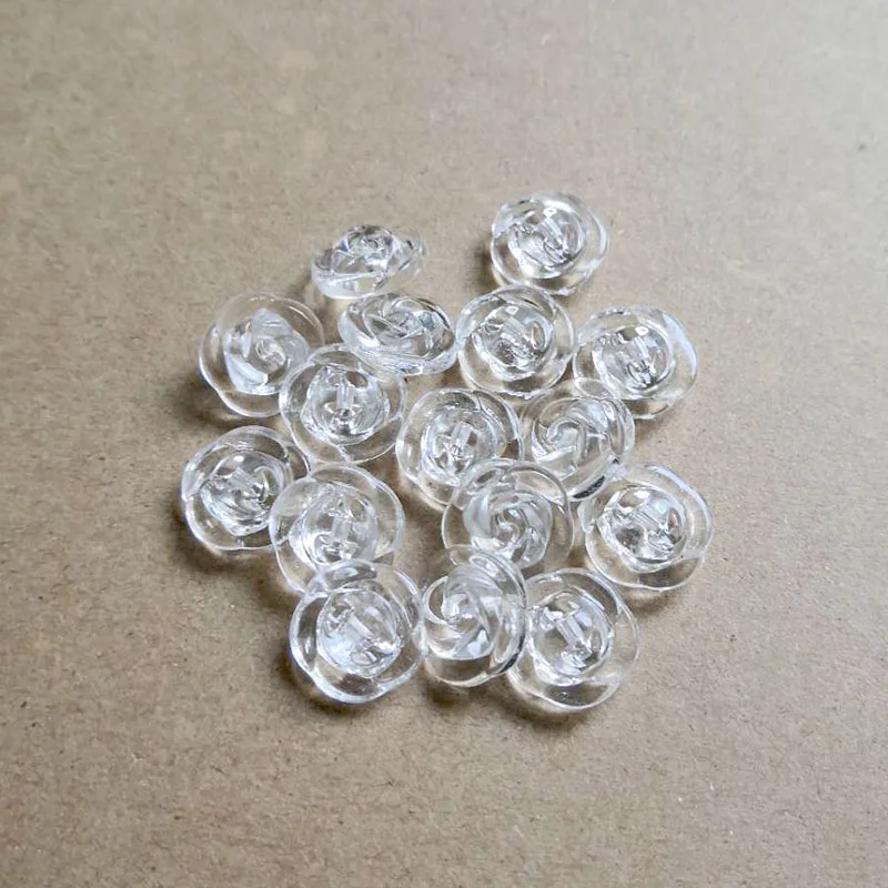 Resin Sewing Buttons Scrapbooking Round Transparent Rose Shank 13mm Dia. 50PCs Costura Botones bottoni botoes B20420