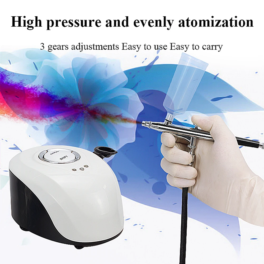 High Compression Water Oxygen Compressor Airbrush Face Steame Injector Machine Facial Makeup Cake Nail Art Desgin Graffiti Tool