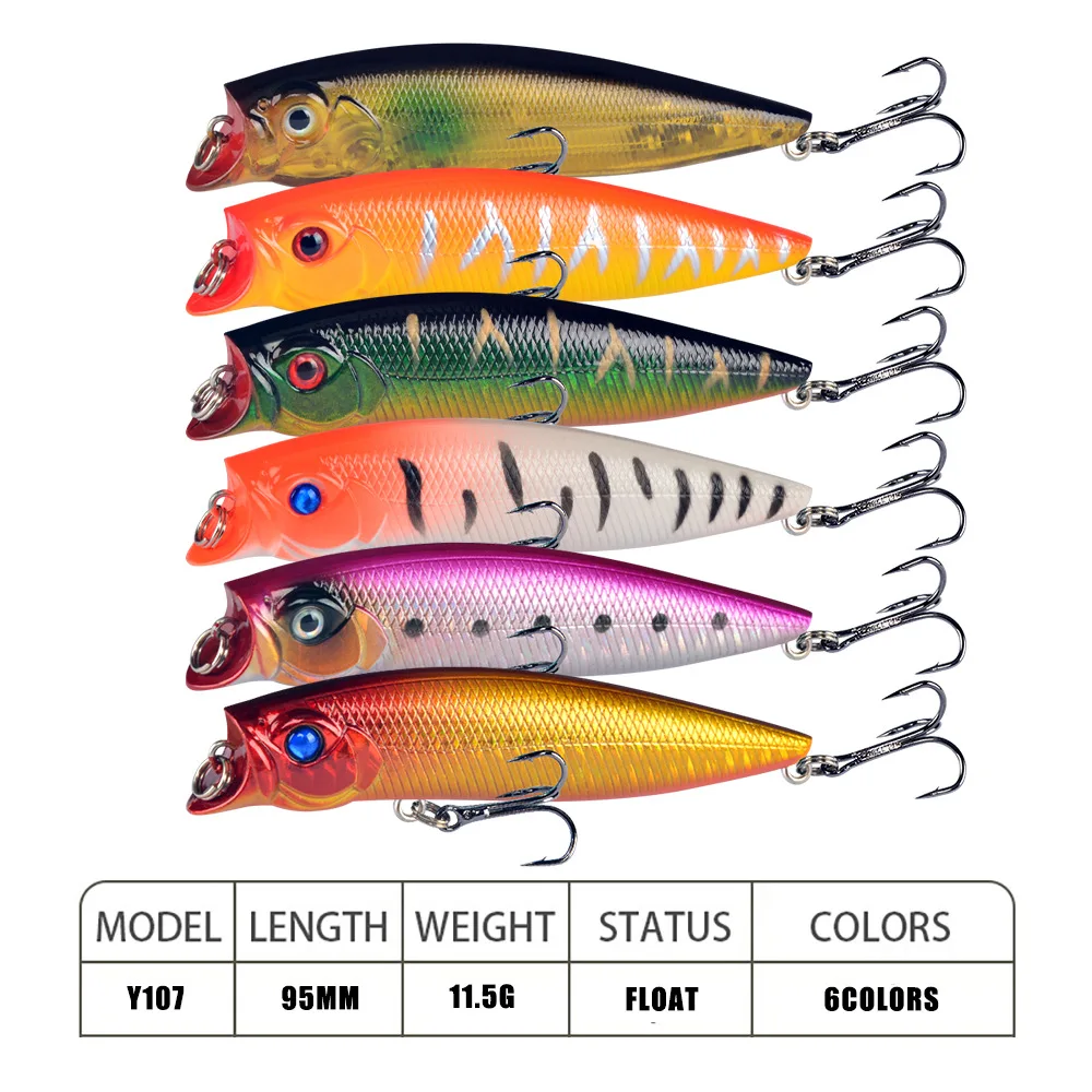 1Pcs Popper Fishing Lures 9.2cm 11.5g Floating Wobblers Hard Fake Baits Crankbaits Sea Bass Isca Artificial Fishing Tackle