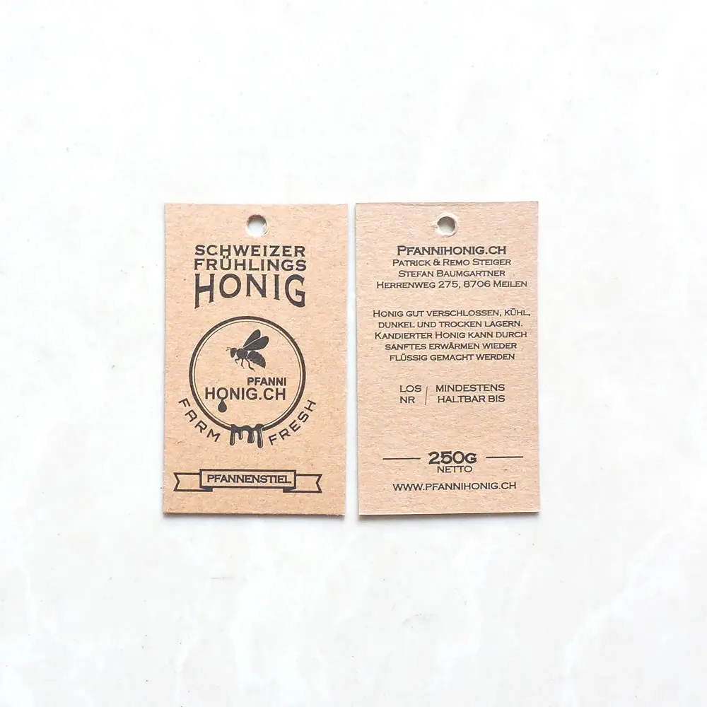 

custom printed logo clothing kraft paper swing hang tag