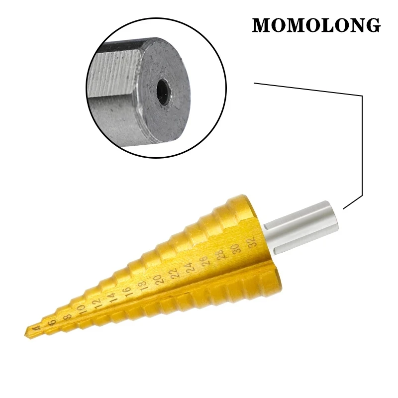 3Pcs 4-12/20/32mm trapani a gradino flauto a spirale metrica la forma della Pagoda taglierina per fori HSS punta per trapano a cono in acciaio Set punta per trapano