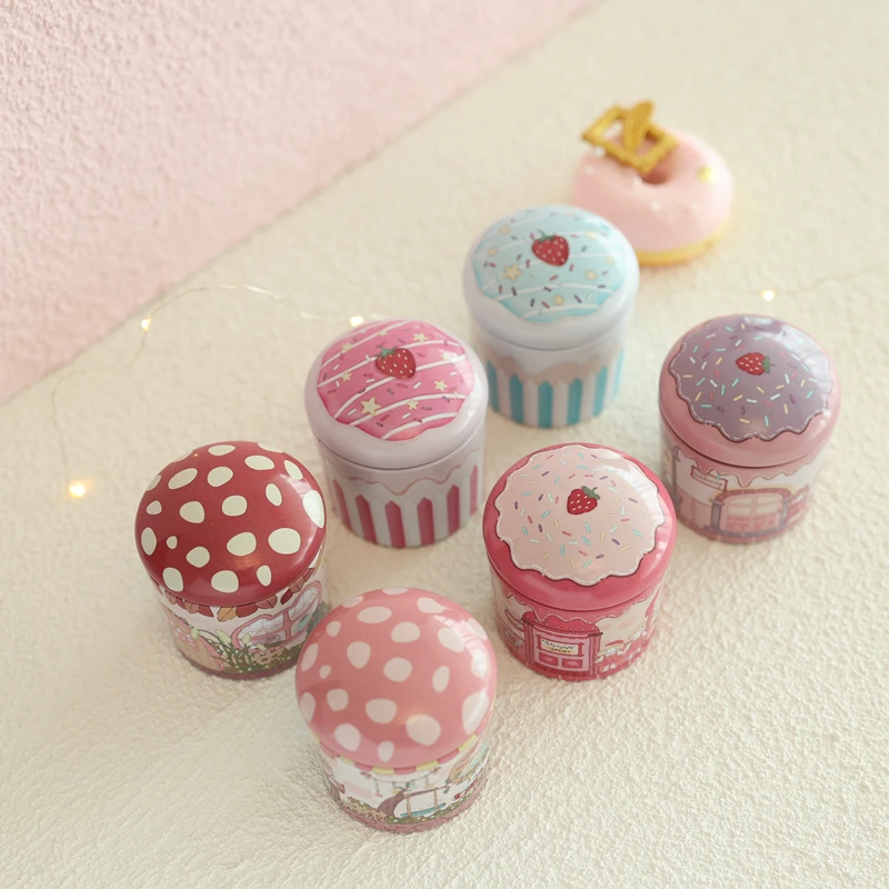 1PC Mini Cartoon Cake Shape Candy Tin Box Wedding Chocolate Packaging Box Jewelry Storage Case Lovely Kids Birthday Gift Box