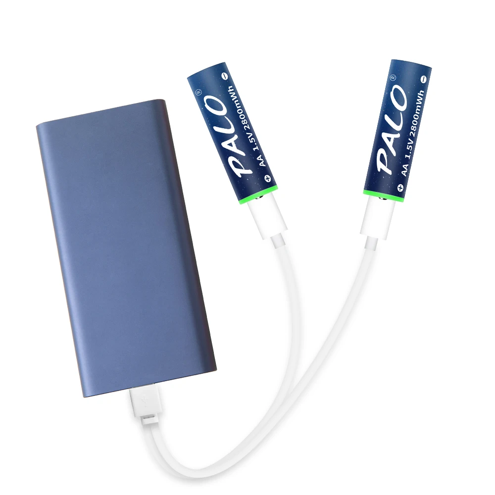 1.5V AA 2800mWh USB Baterai Li-ion Isi Ulang Kapasitas Tinggi Baterai Lithium USB 1.5V untuk Mainan Listrik Remote Control + Kabel USB