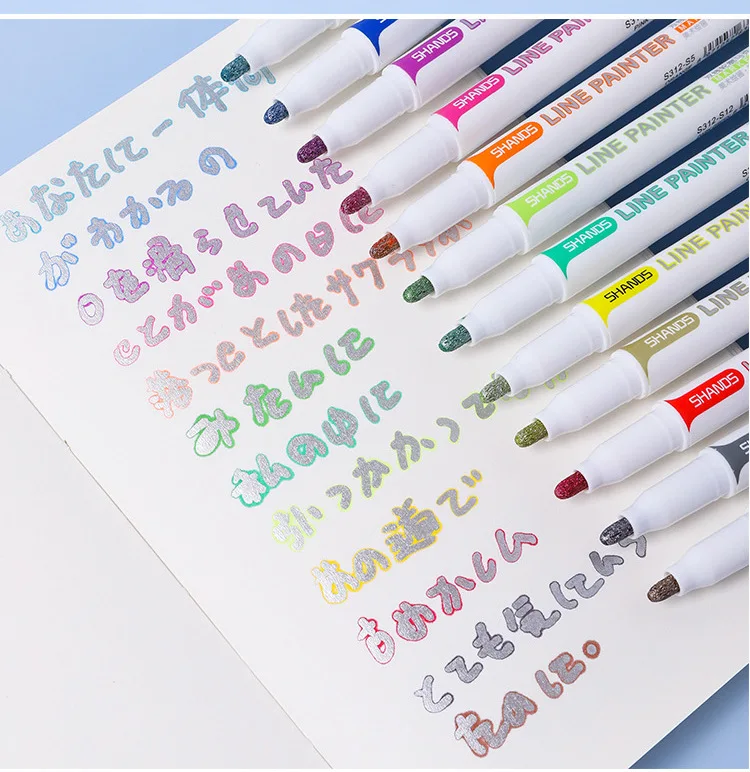 Glitter Color Line Painter Pen Set Art Marker Liner for Drawing Painting Calligraphy Journal Diary Album School F095