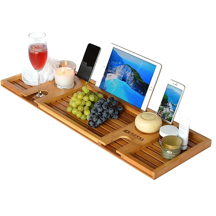 1Pc Wooden Handmade Bath Tray Bathroom Shelves Apply For Pad/Book/Tablet Home Bathrooms Accessories Bathtub Rack NJ72617