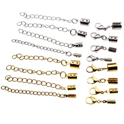 10Pcs/Lot Stainless Steel Lobster Clasp Cord Rope Clips Crimps End Clasps Connectors for DIY Bracelet Necklace Jewelry Making