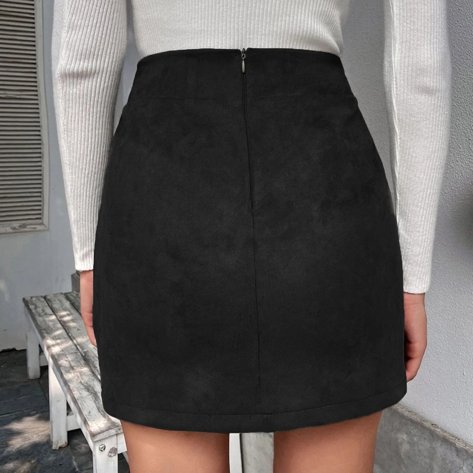 Vrouwen Rok 2022 Temperament Fashion High Street Suede Rok Rits Hip Wrap Rokken Bodycon Korte Mini Rokken Voor Lady meisjes