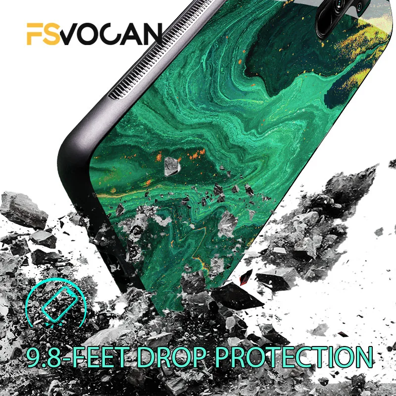 Emerald Green Jade Stone Pattern Phone Case For Xiaomi Redmi POCO Note 12 11 10 9 8 Pro Plus 9S 12C X3 NFC Pro M3 11S 5G Glitter