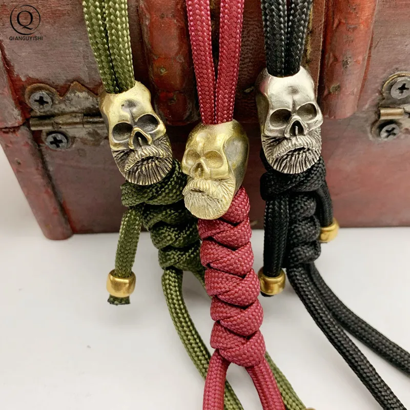 Brass DIY Accessories Old Man Knife Bead Jewelry Keychain Lanyard Pendant EDC Outdoor Tool Paracord Rope Beads Hangings Vintage