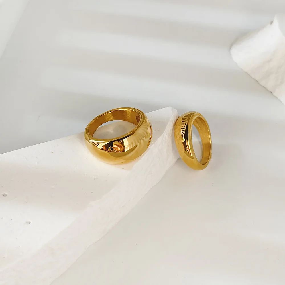 Minimalistyczny wysoki połysk pierścień ze stali nierdzewnej niszczą bezpłatny prosty Dome Ring Finger dla kobiet dziewczyn Trendy biżuteria Party prezent