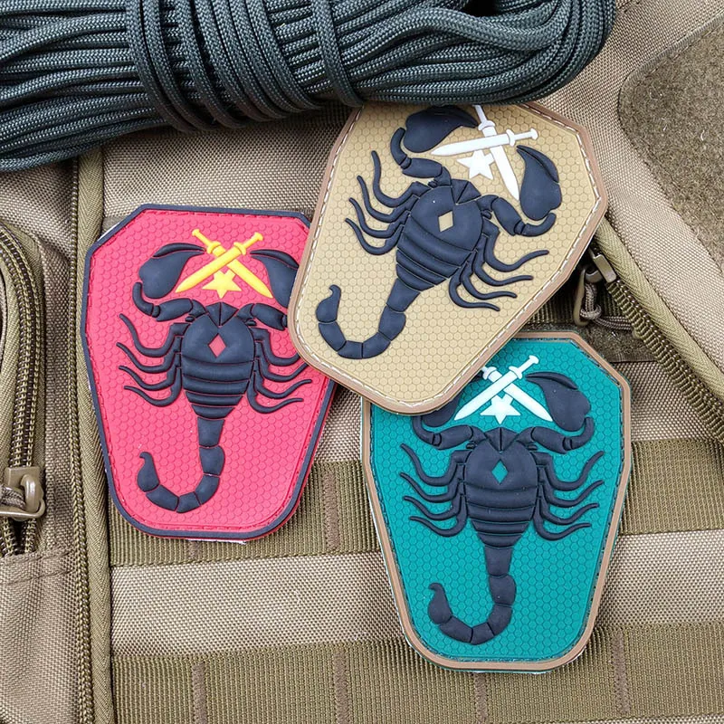 T-N PVC Tactical Monkey Magic Stickers Armband Scorpion Unit Soft Rubber Badge 3D Army Fan Military Hook and Loop Patches