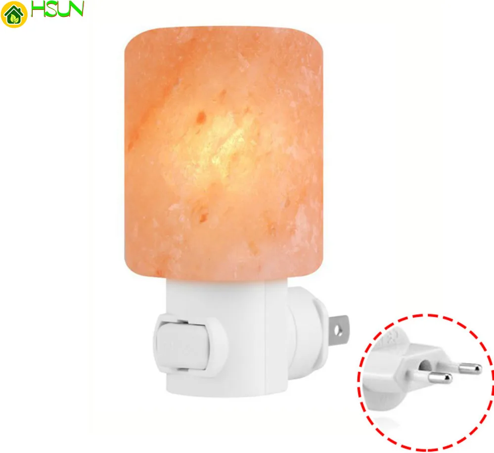 Mini lampe au sel en cristal naturel, veilleuse rotative sculptée à la main, purificateur d'air, prise ue Us Uk pour chambre à coucher