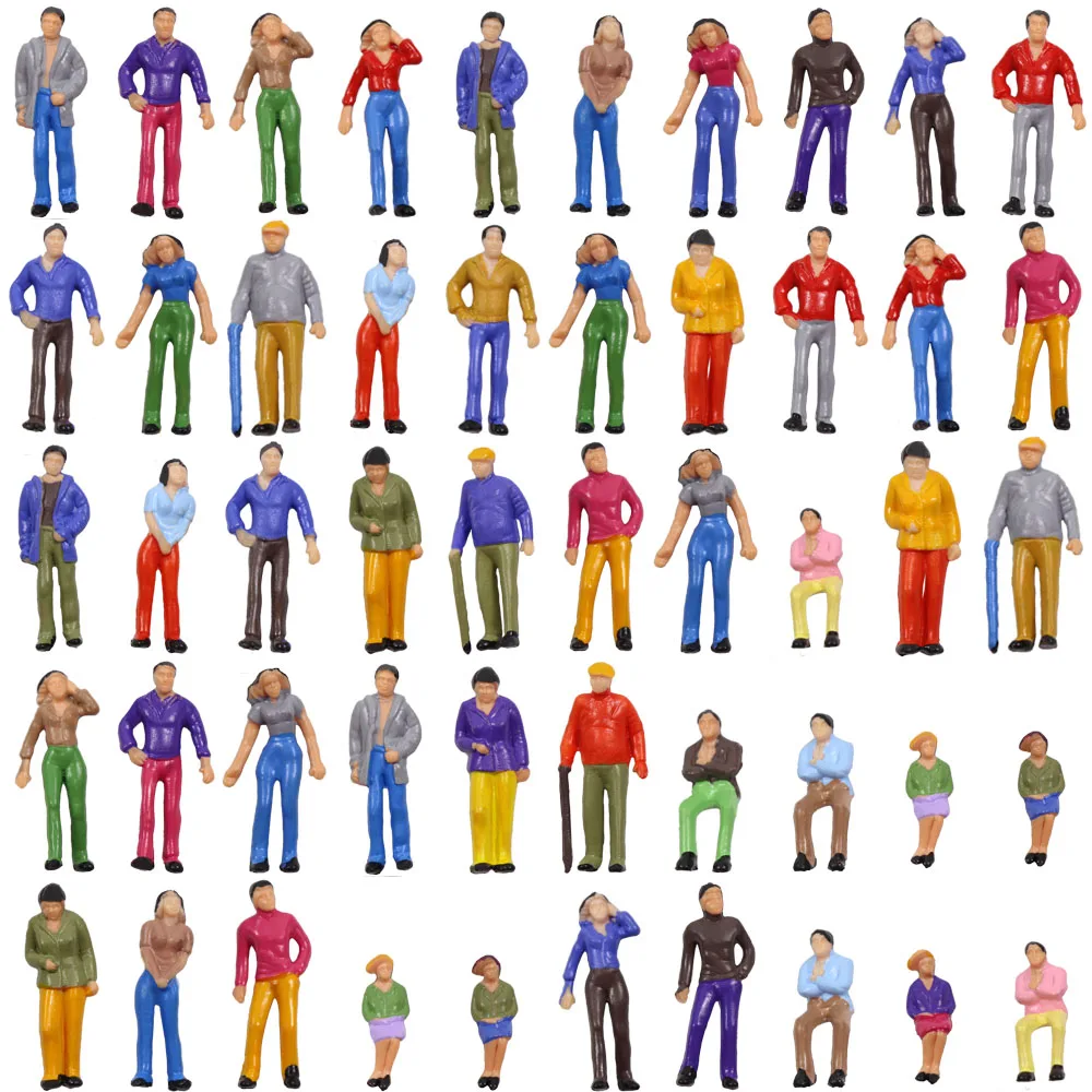 Evemodel Model Railway O Scale 1:50 Model Figures People Standing Seated Passenegers 10 Different Poses P50W