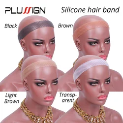 5Pcs/Lot Silicone Wig Grip Band Transparent Brown Silicone Sweatproof Seamless Wig Headbands Unisex Drop-Shaped Elastic Band