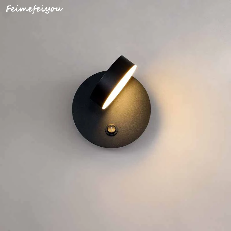 Bedside Reading Wall Light Modern LED Indoor Wall Lamps Adjustable Rotatable Round Living Room Background Decoration  Wall  Lamp