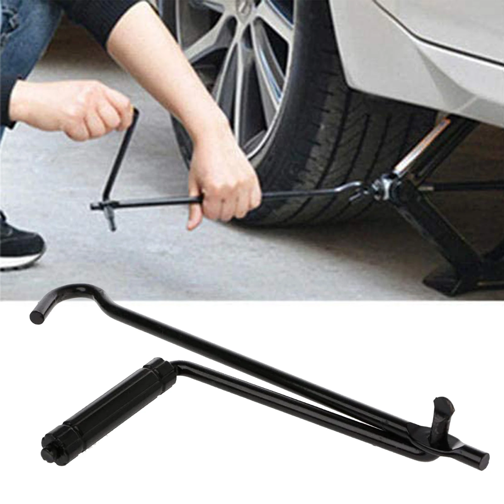 Accesorios de gato de mano de coche, herramienta de reparación de ruedas que ahorra trabajo, mango de Metal, tijera, balancín negro para camión,