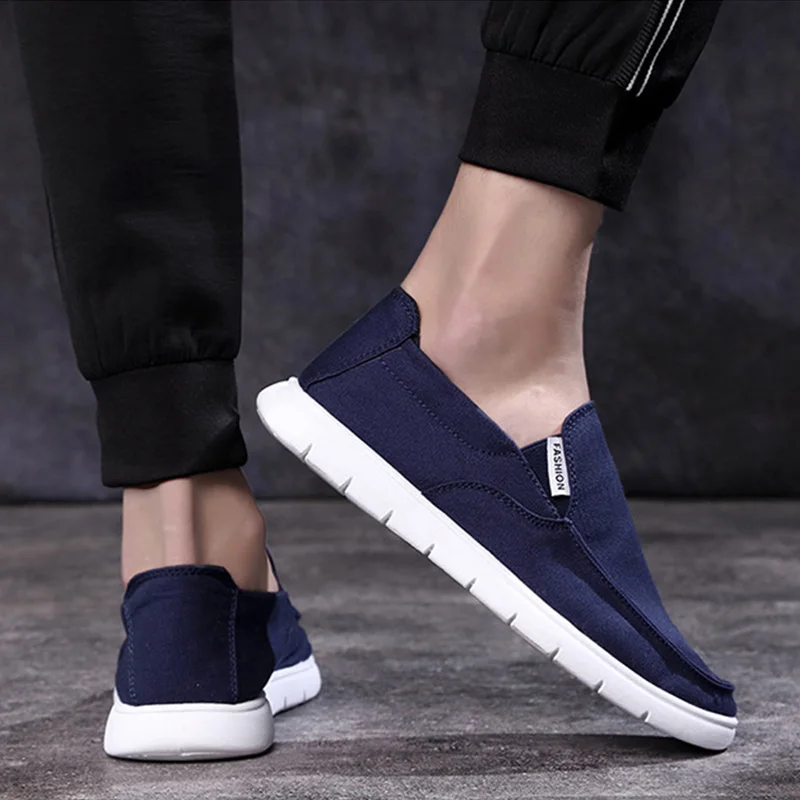 Breathable Canvas Shoes Men Loafers 2021 Spring Summer Casual Shoes Flat Slip-on Male Shoes Cloth High Quality KA1323