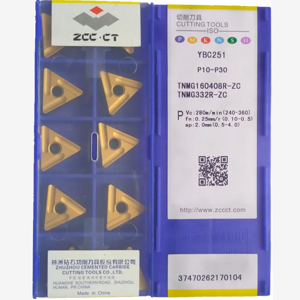 ZCC.CT 10P TNMG160404R,TNMG160404L,TNMG160408R,TNMG160408L-ZC YBC251 CNC Lathe Tool Shallow Groove Carbide Insert For Steel